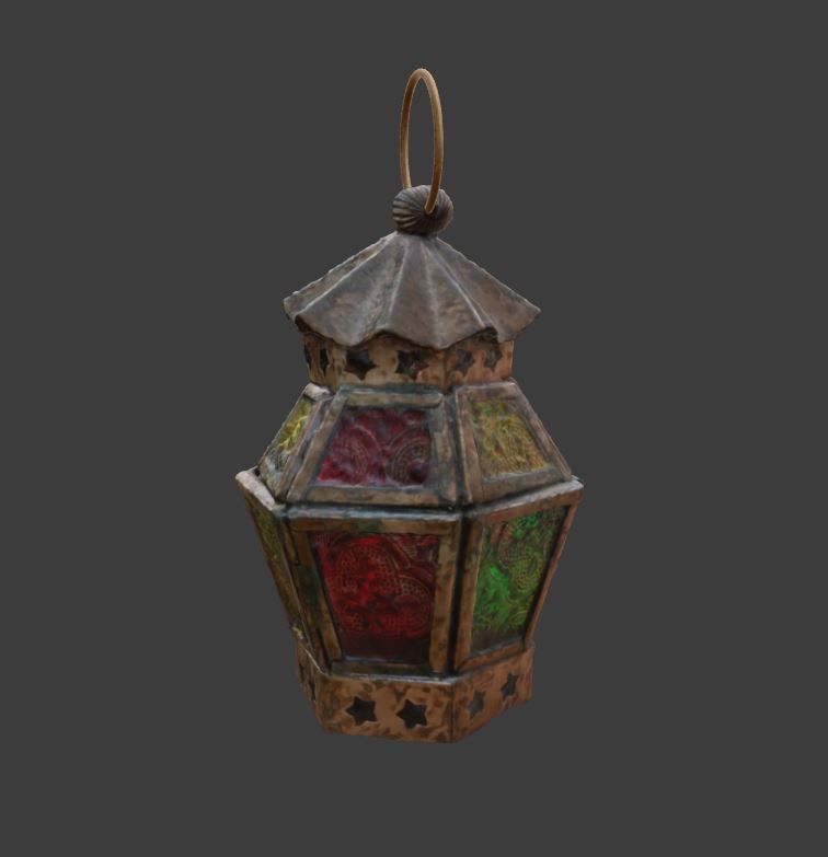 Moroccan Hanging Lantern oriental candle colorful glass pattern 3D model_17