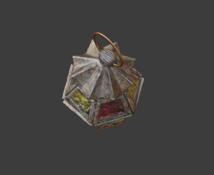 Moroccan Hanging Lantern oriental candle colorful glass pattern 3D model_5