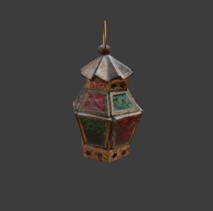 Moroccan Hanging Lantern oriental candle colorful glass pattern 3D model_9