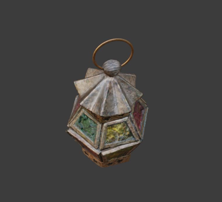 Moroccan Hanging Lantern oriental candle colorful glass pattern 3D model_4