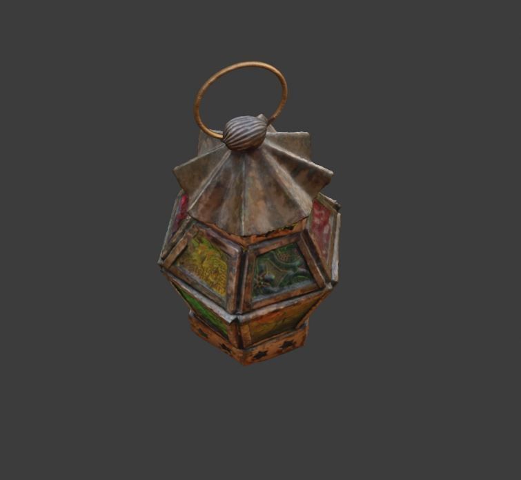 Moroccan Hanging Lantern oriental candle colorful glass pattern 3D model_2