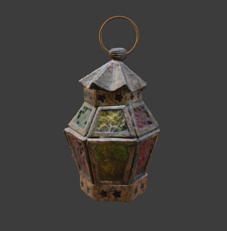 Moroccan Hanging Lantern oriental candle colorful glass pattern 3D model_16