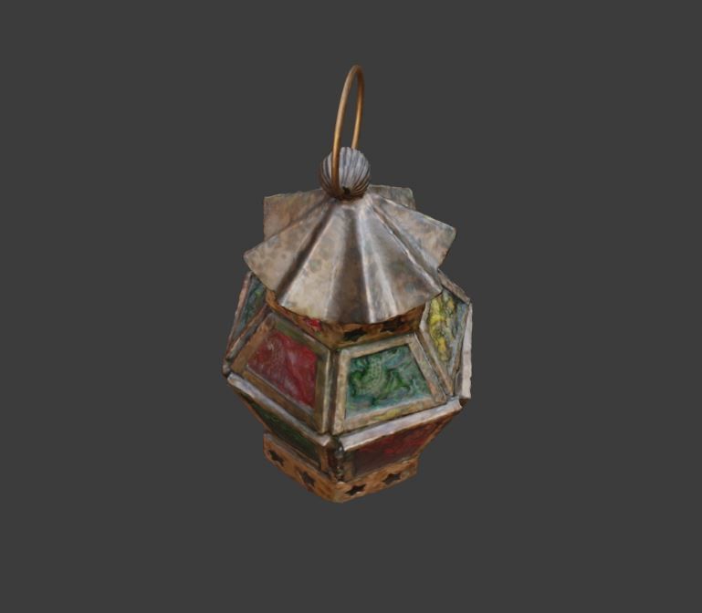 Moroccan Hanging Lantern oriental candle colorful glass pattern 3D model_1