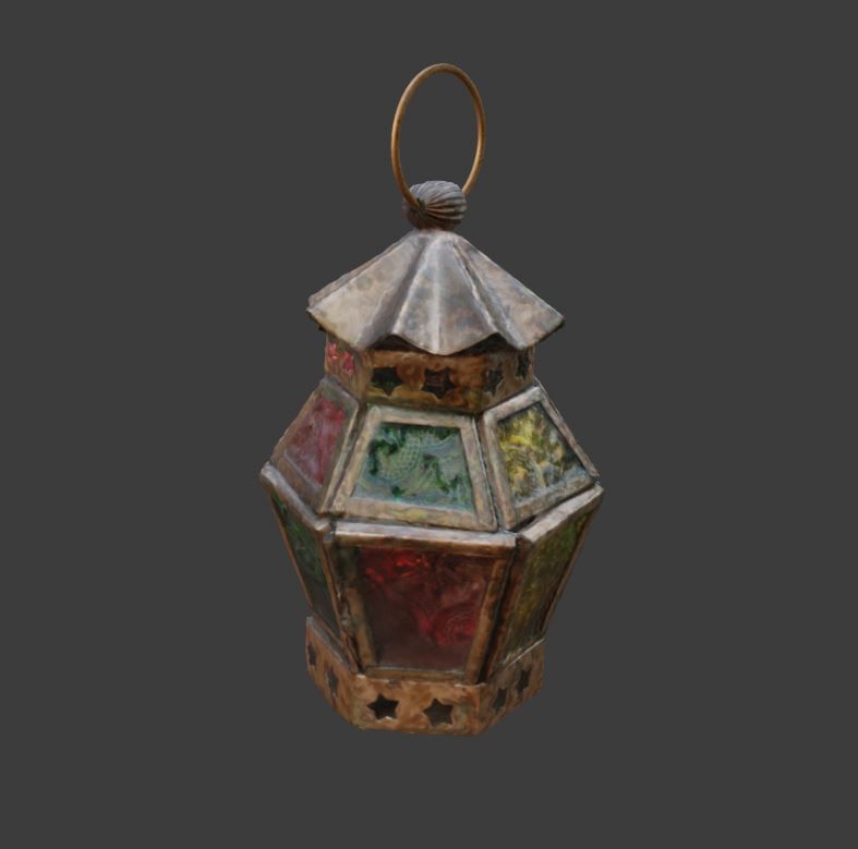 Moroccan Hanging Lantern oriental candle colorful glass pattern 3D model_15
