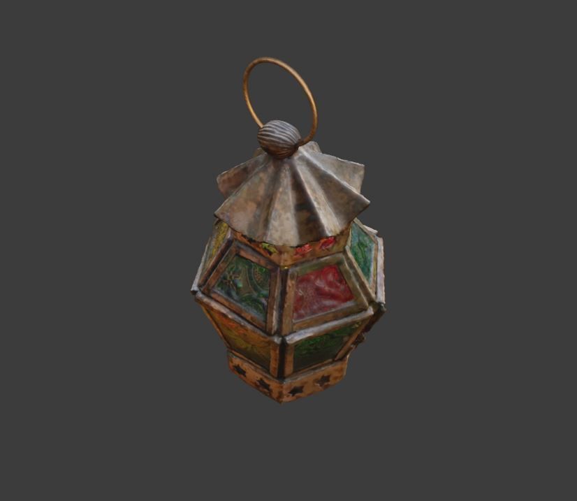 Moroccan Hanging Lantern oriental candle colorful glass pattern 3D model_3