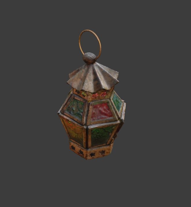 Moroccan Hanging Lantern oriental candle colorful glass pattern 3D model_14