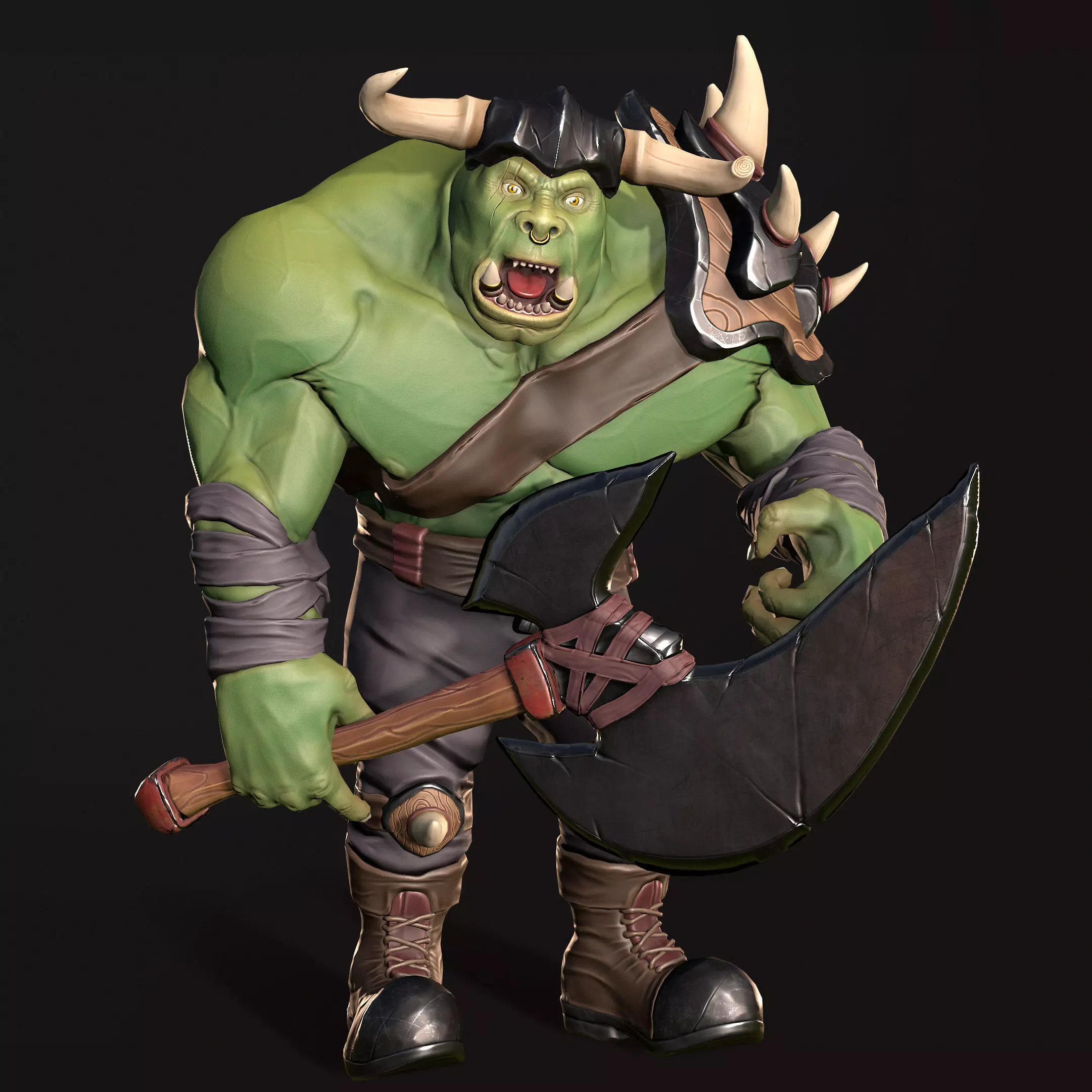 Orc Warrior Low-poly 3D model_0