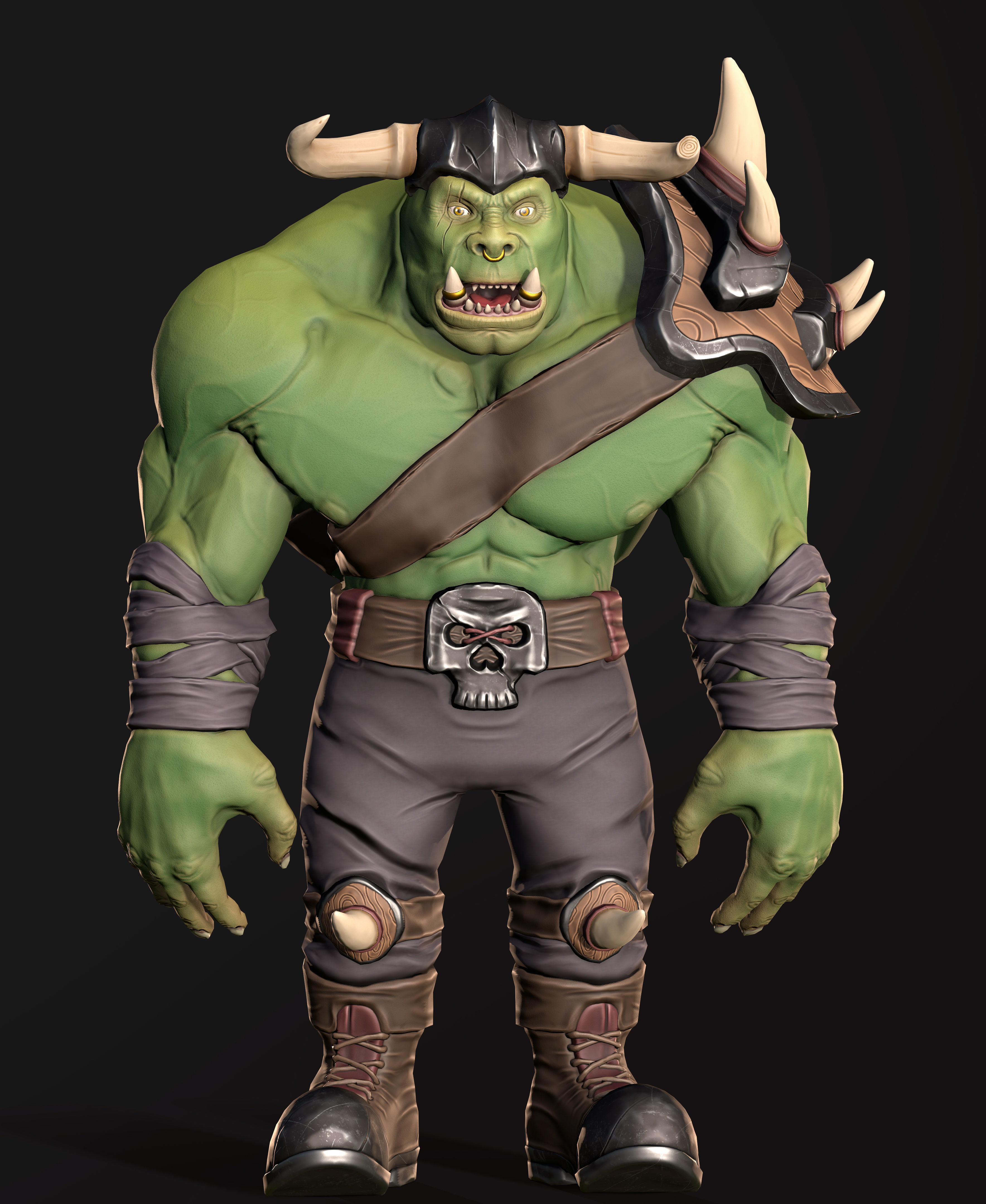 Orc Warrior Low-poly 3D model_4
