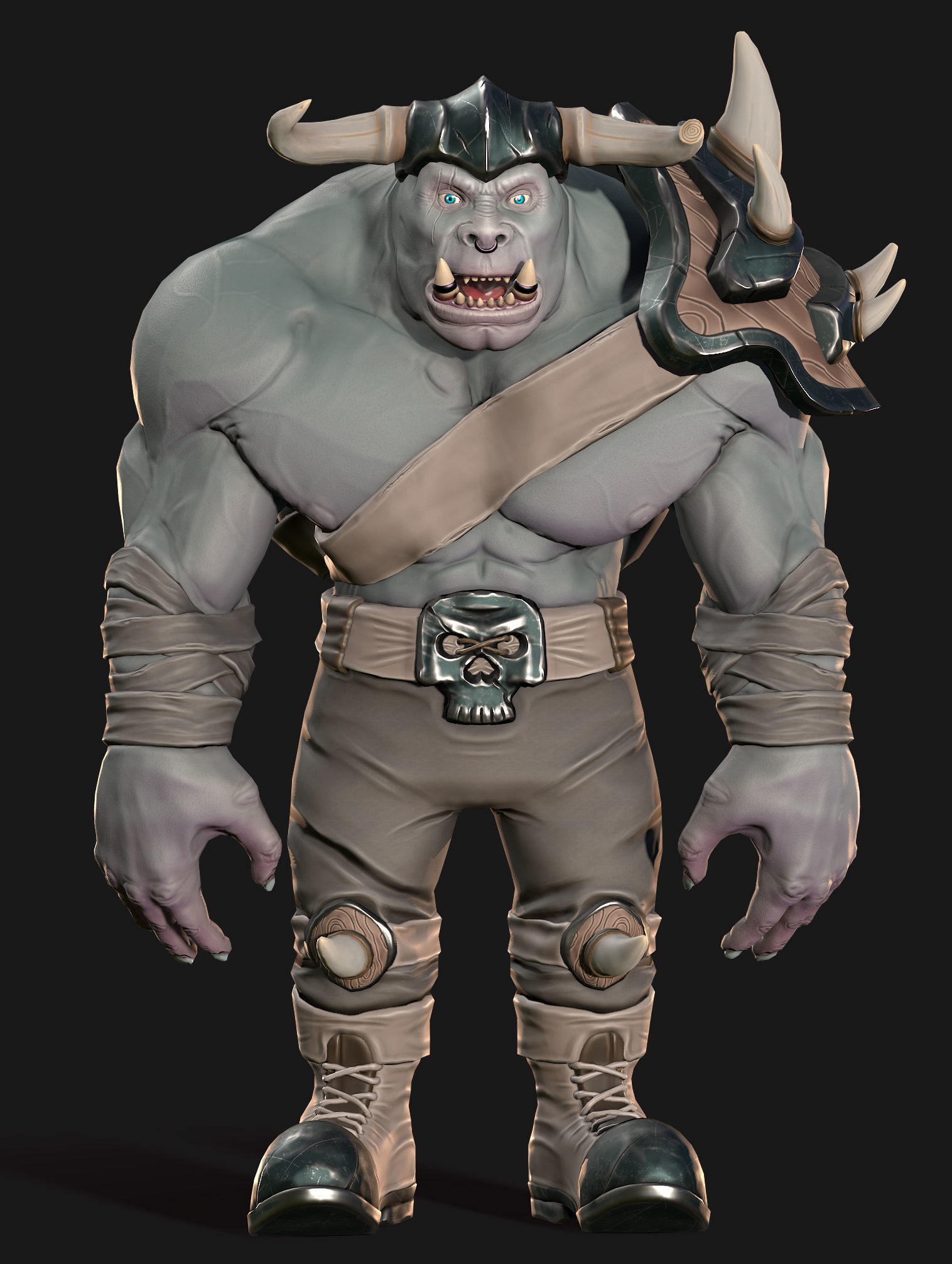 Orc Warrior Low-poly 3D model_5