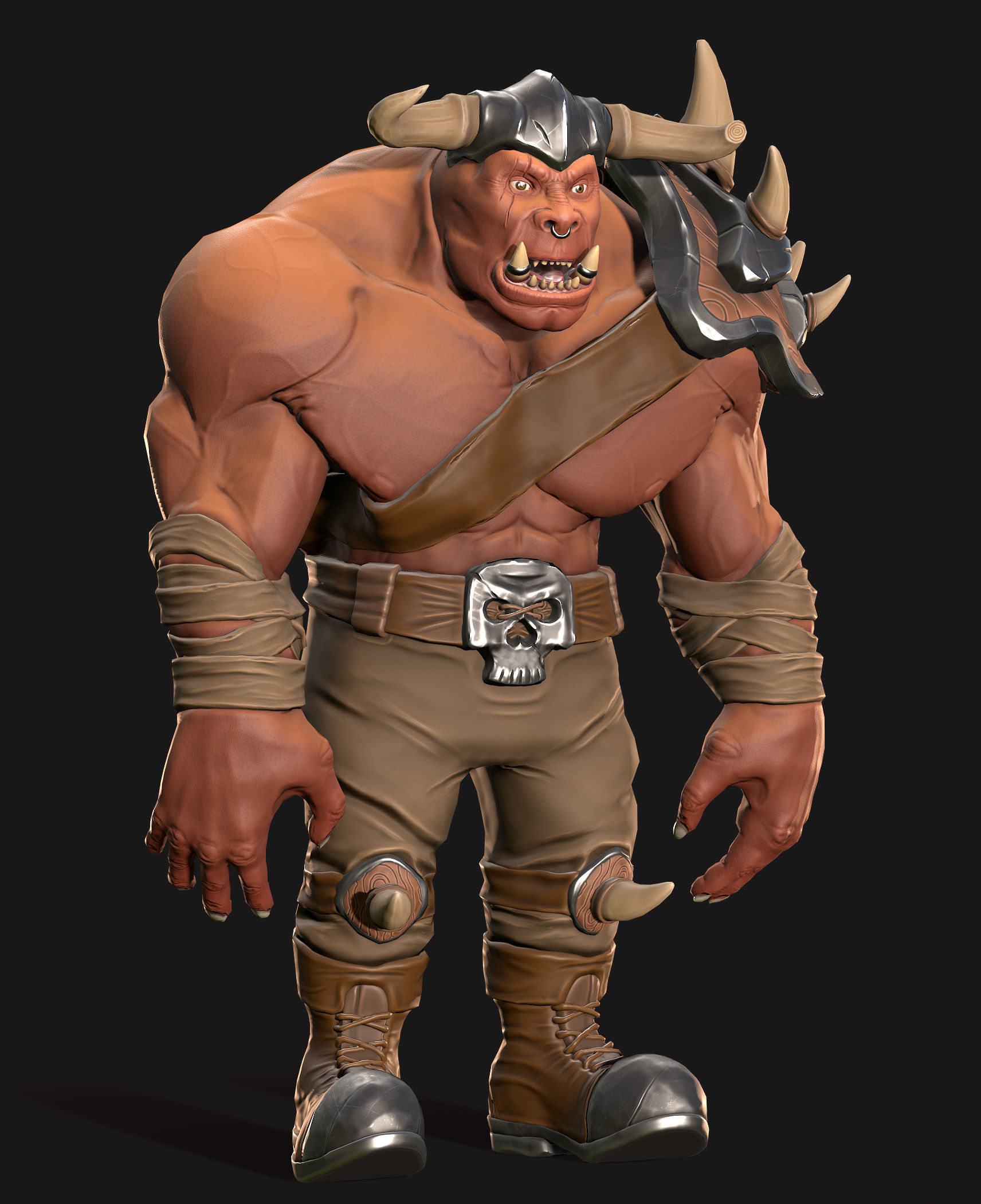 Orc Warrior Low-poly 3D model_19