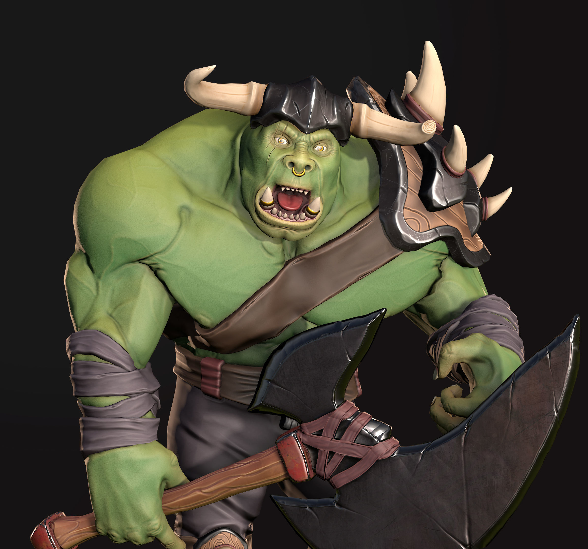 Orc Warrior Low-poly 3D model_8
