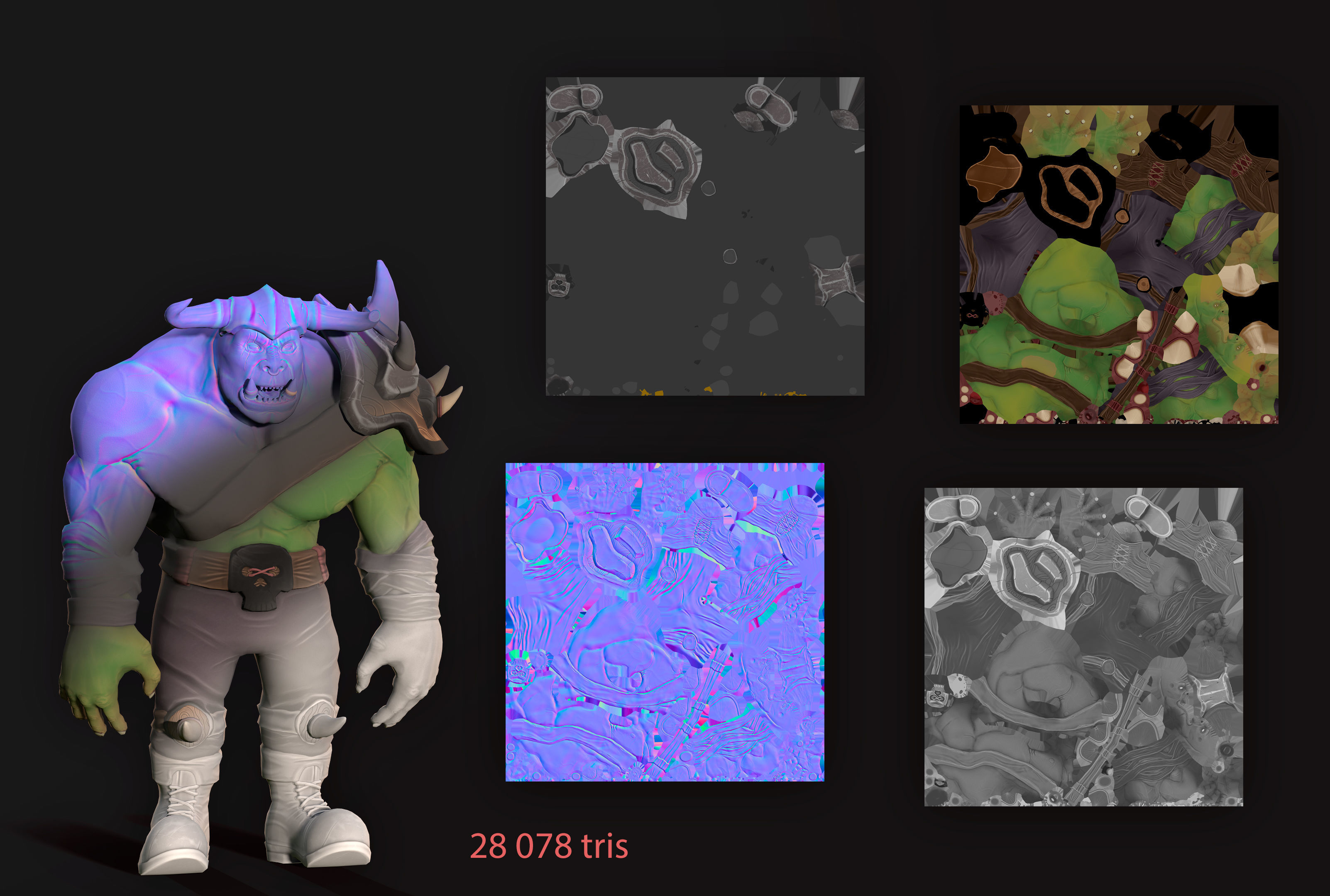 Orc Warrior Low-poly 3D model_10