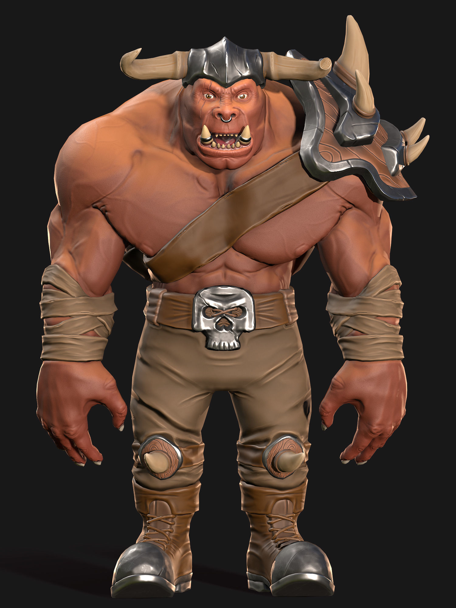 Orc Warrior Low-poly 3D model_3