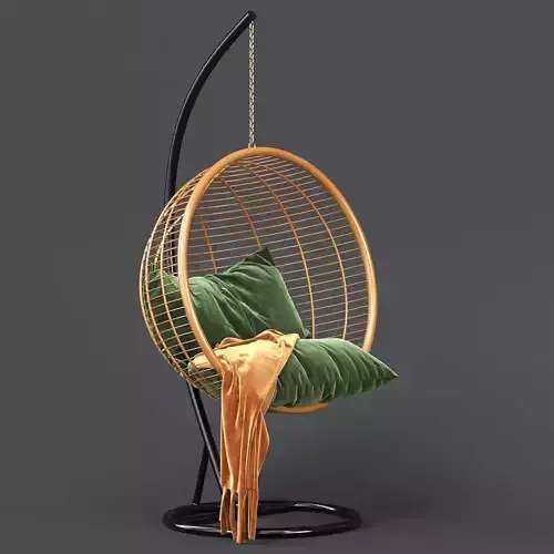 Un fauteuil oeuf suspendu au jardin 3D model