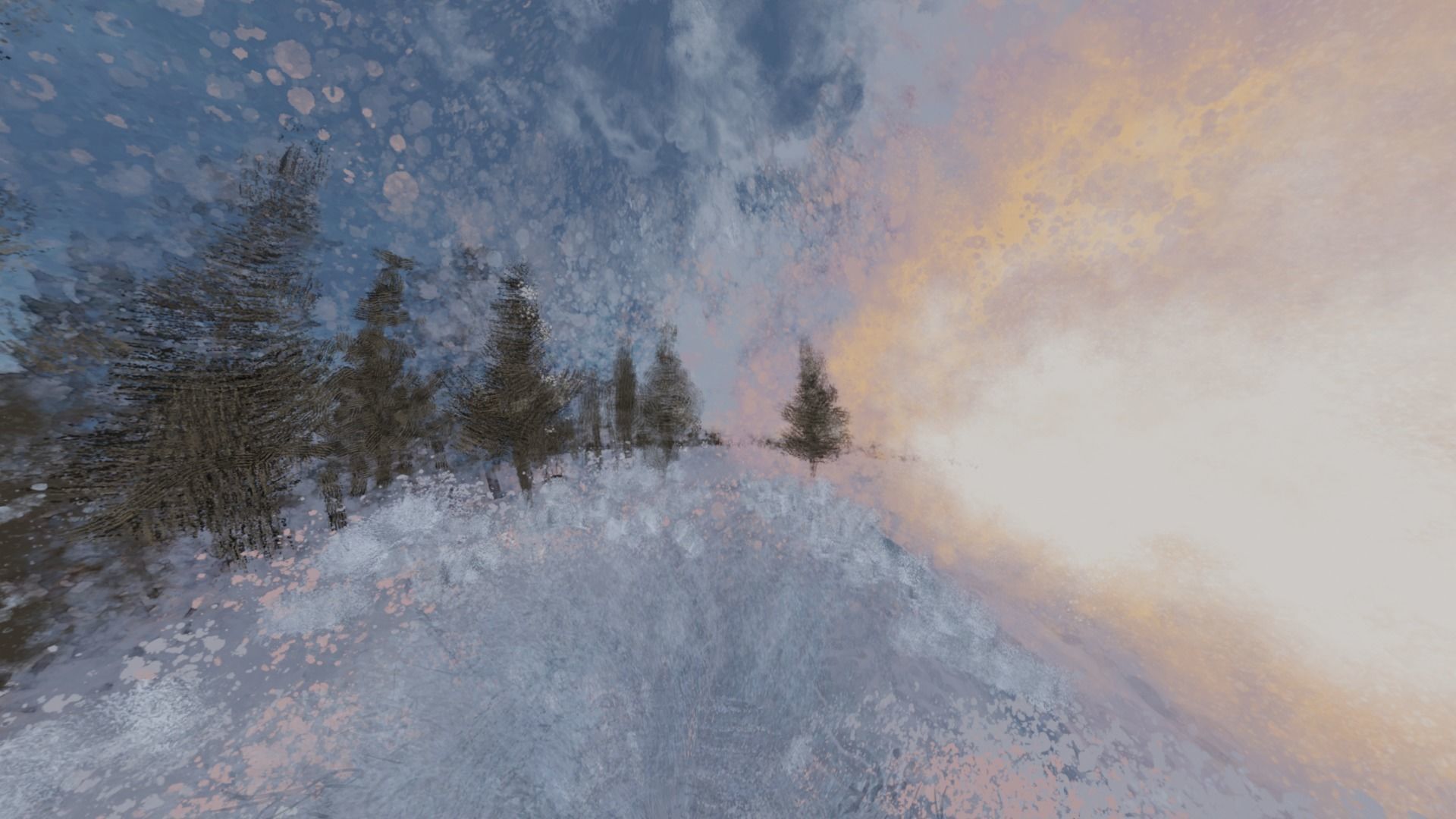 360 VR Panoramic Skybox equirectangular handpainted snow forest Low-poly 3D model_23