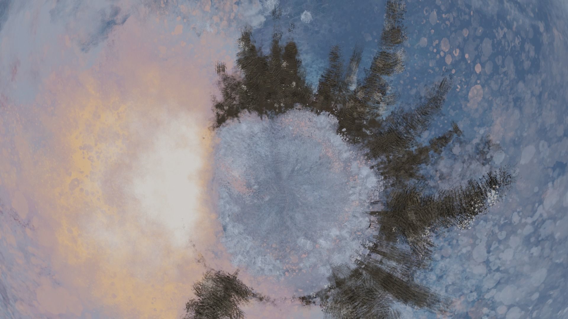 360 VR Panoramic Skybox equirectangular handpainted snow forest Low-poly 3D model_10