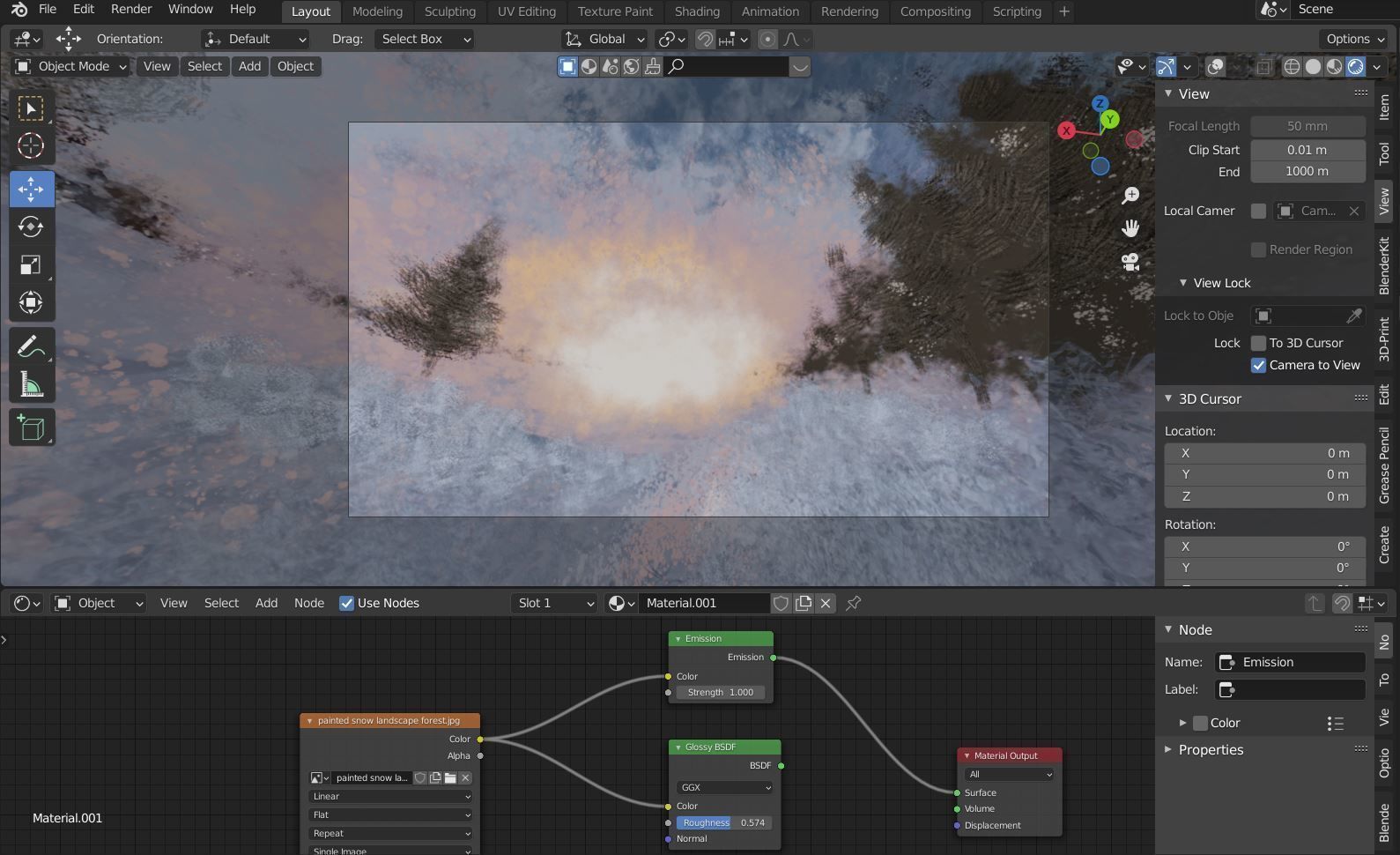 360 VR Panoramic Skybox equirectangular handpainted snow forest Low-poly 3D model_5