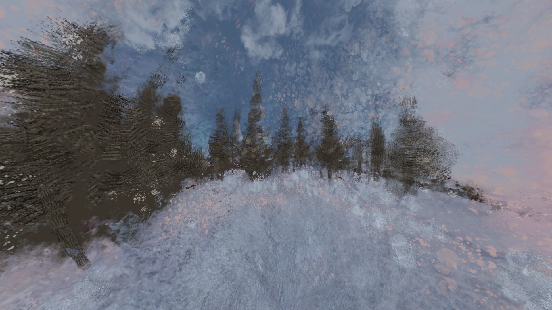 360 VR Panoramic Skybox equirectangular handpainted snow forest Low-poly 3D model_17