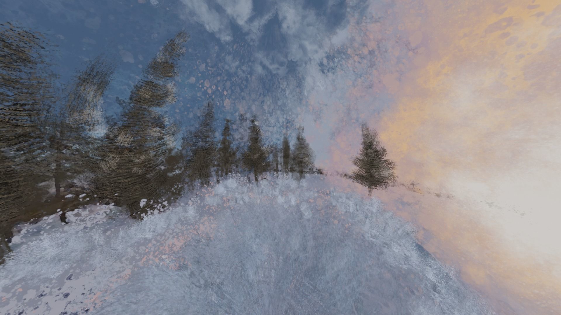 360 VR Panoramic Skybox equirectangular handpainted snow forest Low-poly 3D model_18