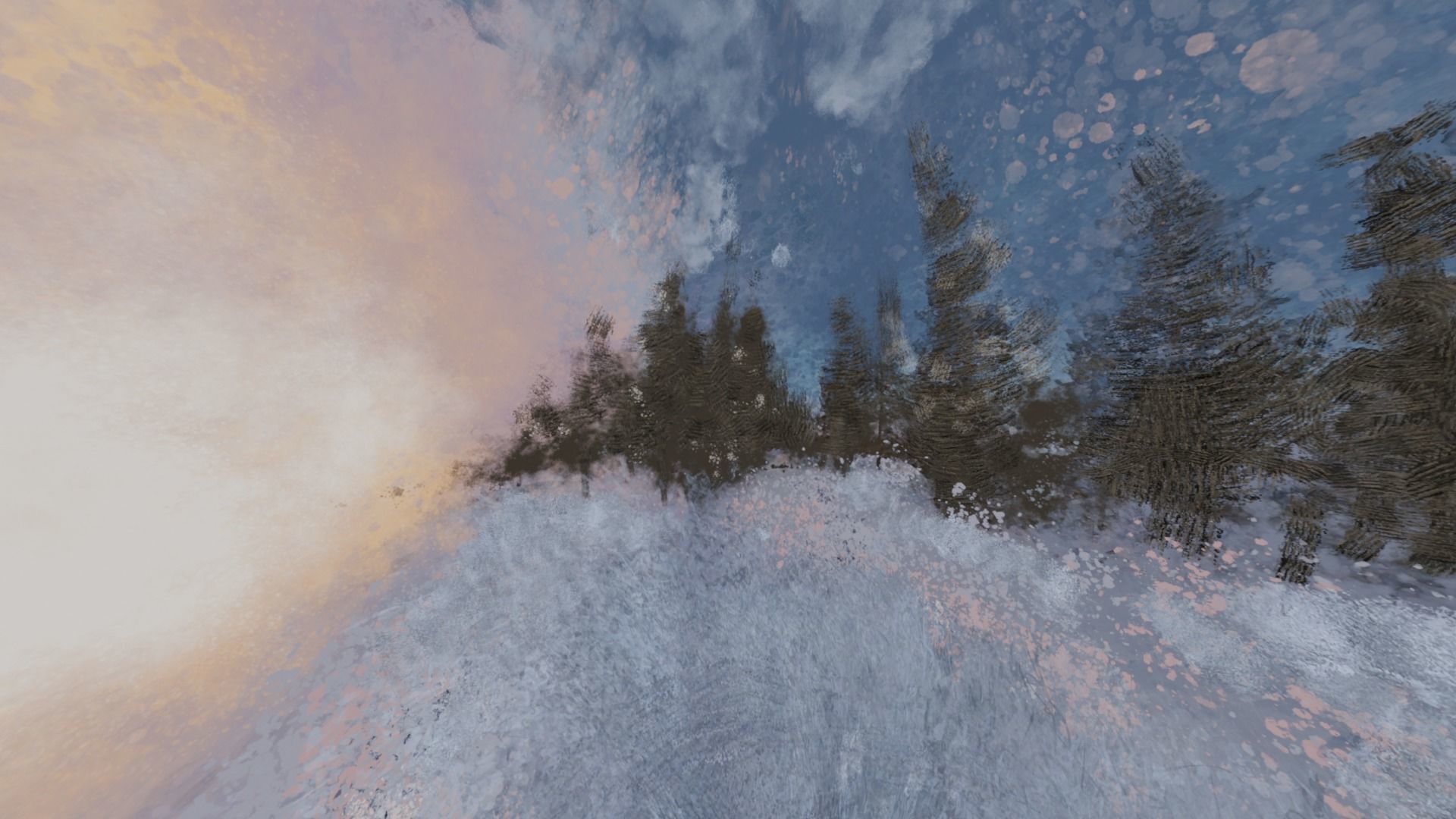 360 VR Panoramic Skybox equirectangular handpainted snow forest Low-poly 3D model_15