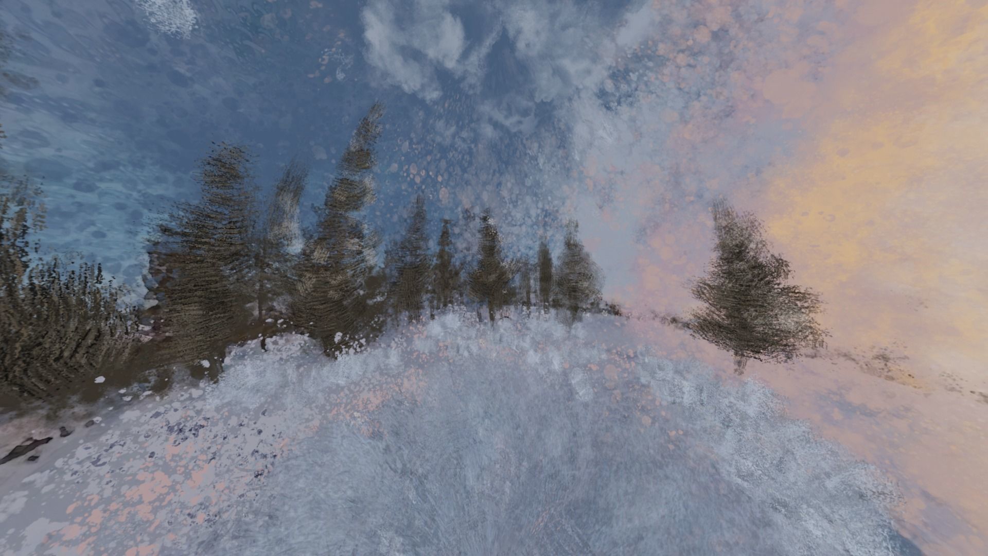 360 VR Panoramic Skybox equirectangular handpainted snow forest Low-poly 3D model_21