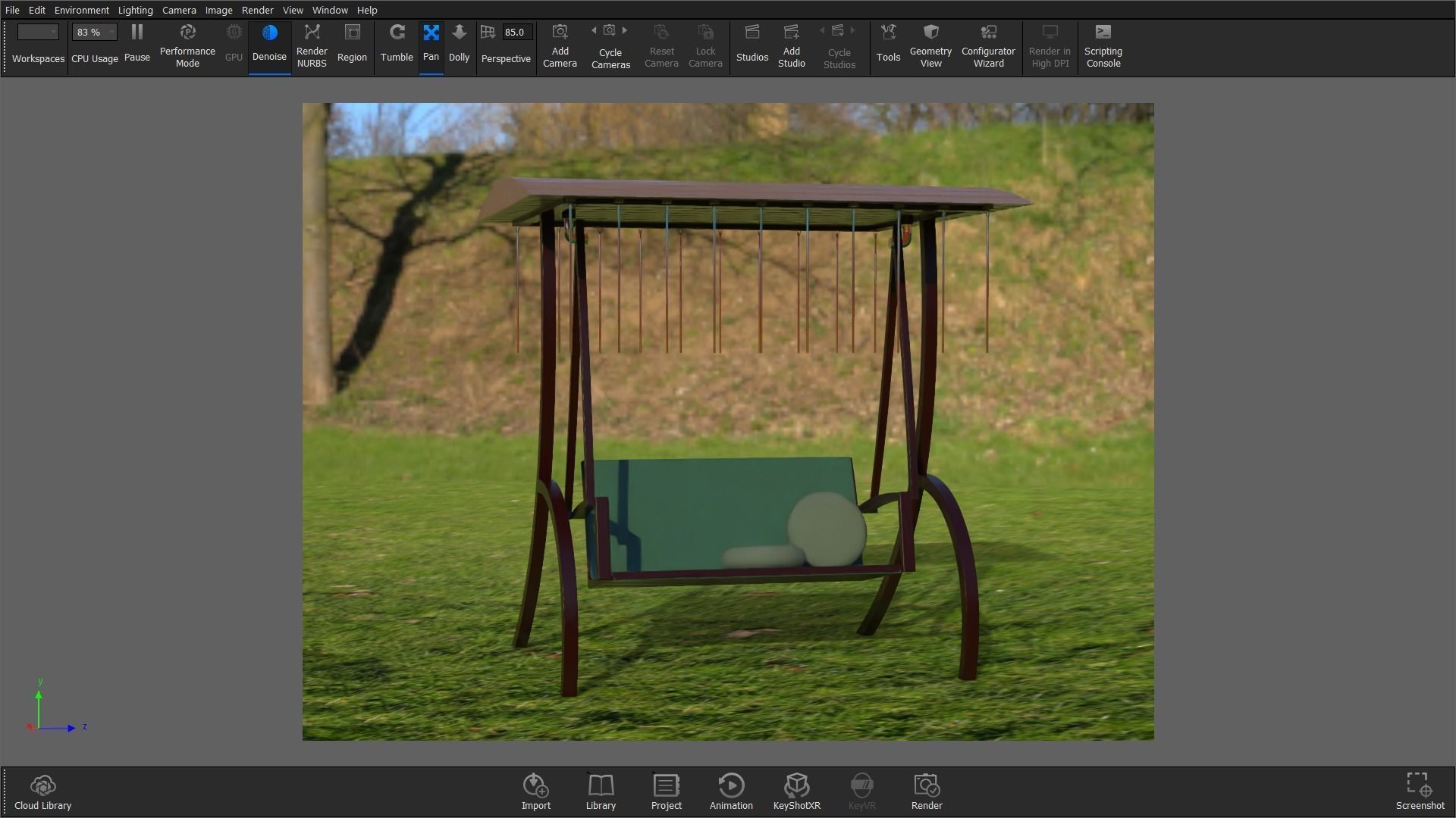 Swing with pillow Low-poly 3D model_3