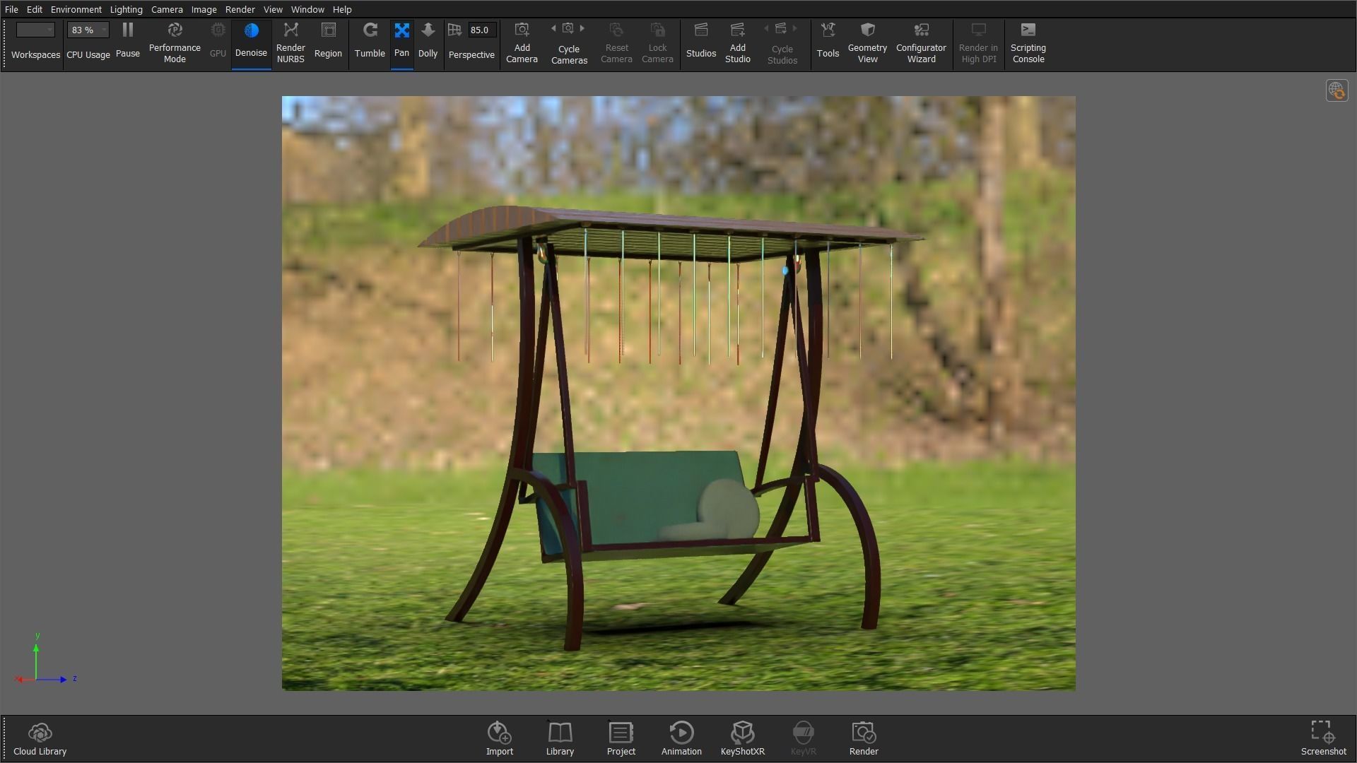 Swing with pillow Low-poly 3D model_5