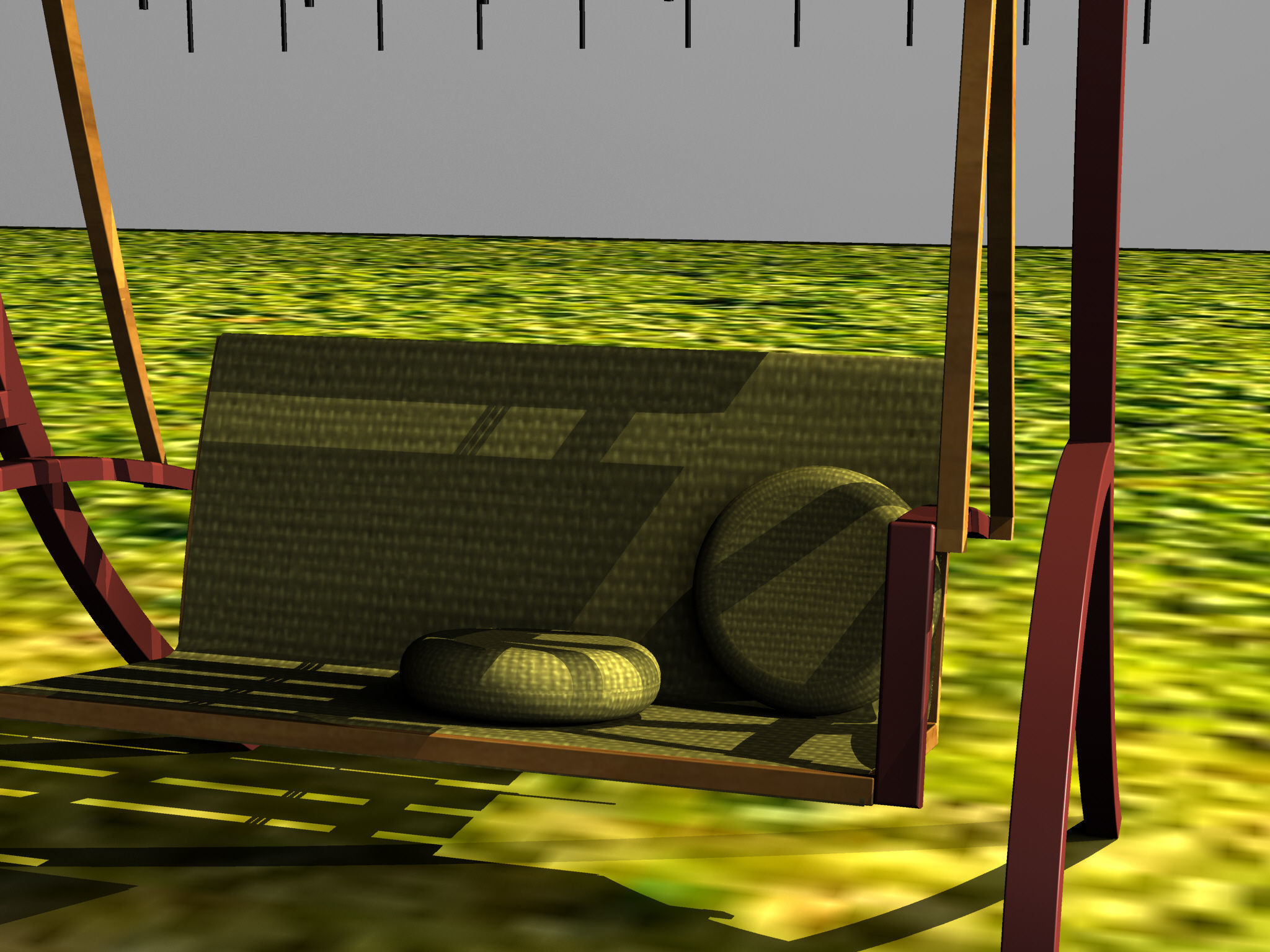 Swing with pillow Low-poly 3D model_17