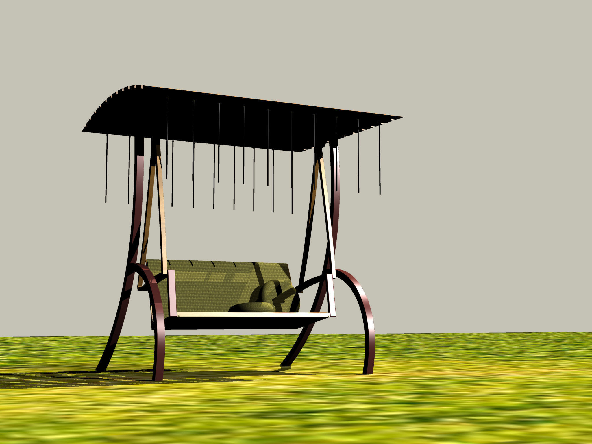 Swing with pillow Low-poly 3D model_19