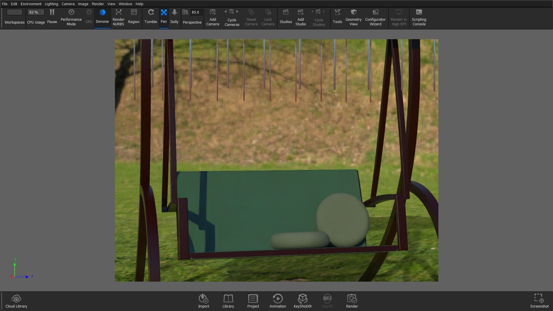 Swing with pillow Low-poly 3D model_4