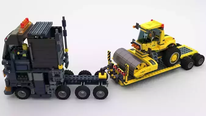 Lego Truck and Dozer with two drivers 3D model