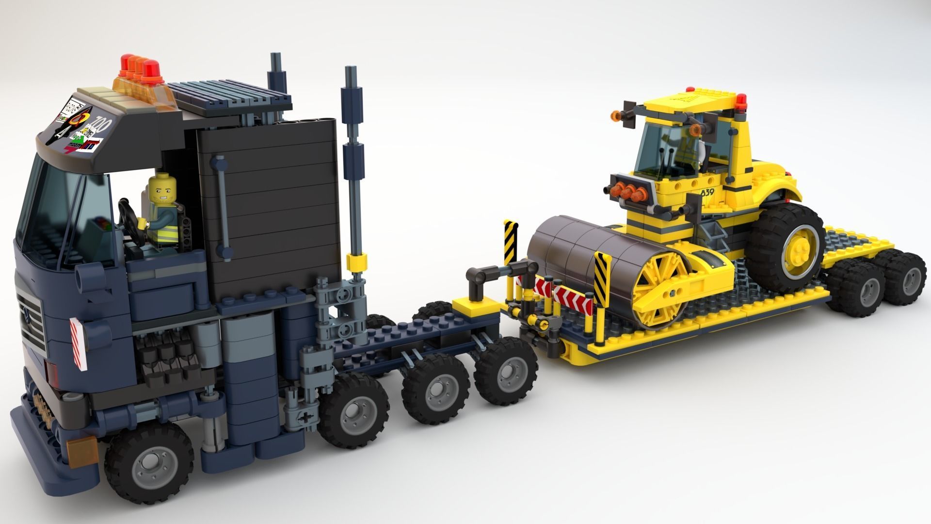 Lego Truck and Dozer with two drivers 3D model_9