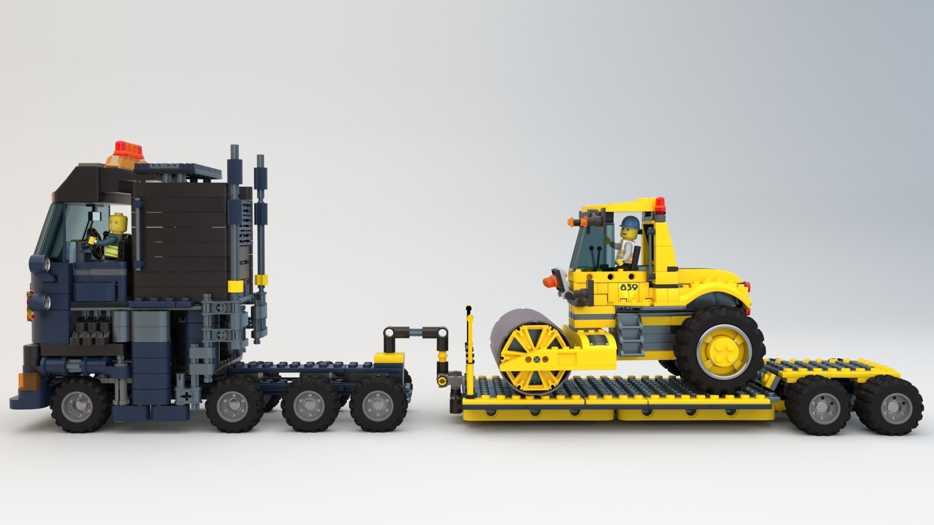 Lego Truck and Dozer with two drivers 3D model_3