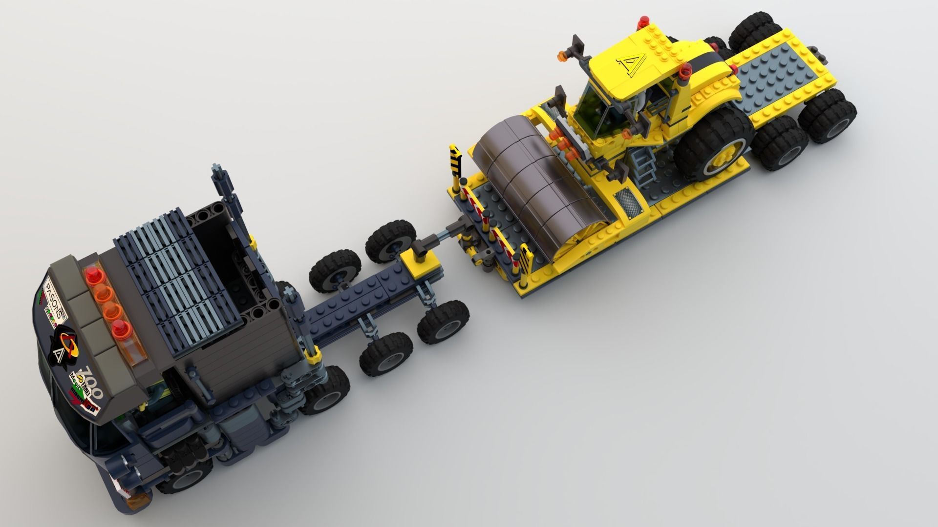 Lego Truck and Dozer with two drivers 3D model_4