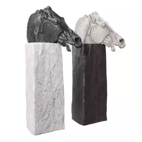 Horse head sculpture pedestal