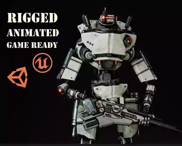Etasphera14 humanoid robot with gun Low-poly 3D model