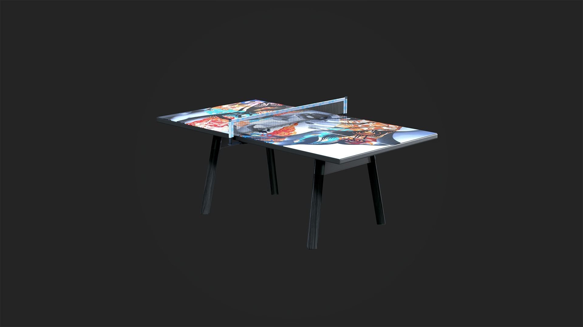 Tennis Table Low-poly 3D model_16