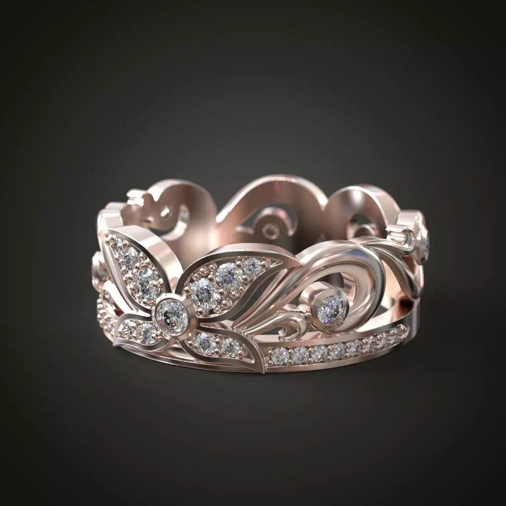 Wedding diamond ring curls Free 3D print model