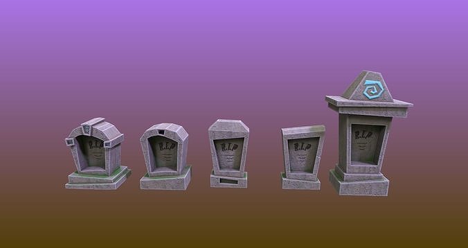 Gravestones halloween low-poly Game assets Low-poly 3D model