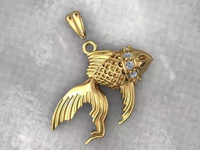 gold fish pendant 3D print model