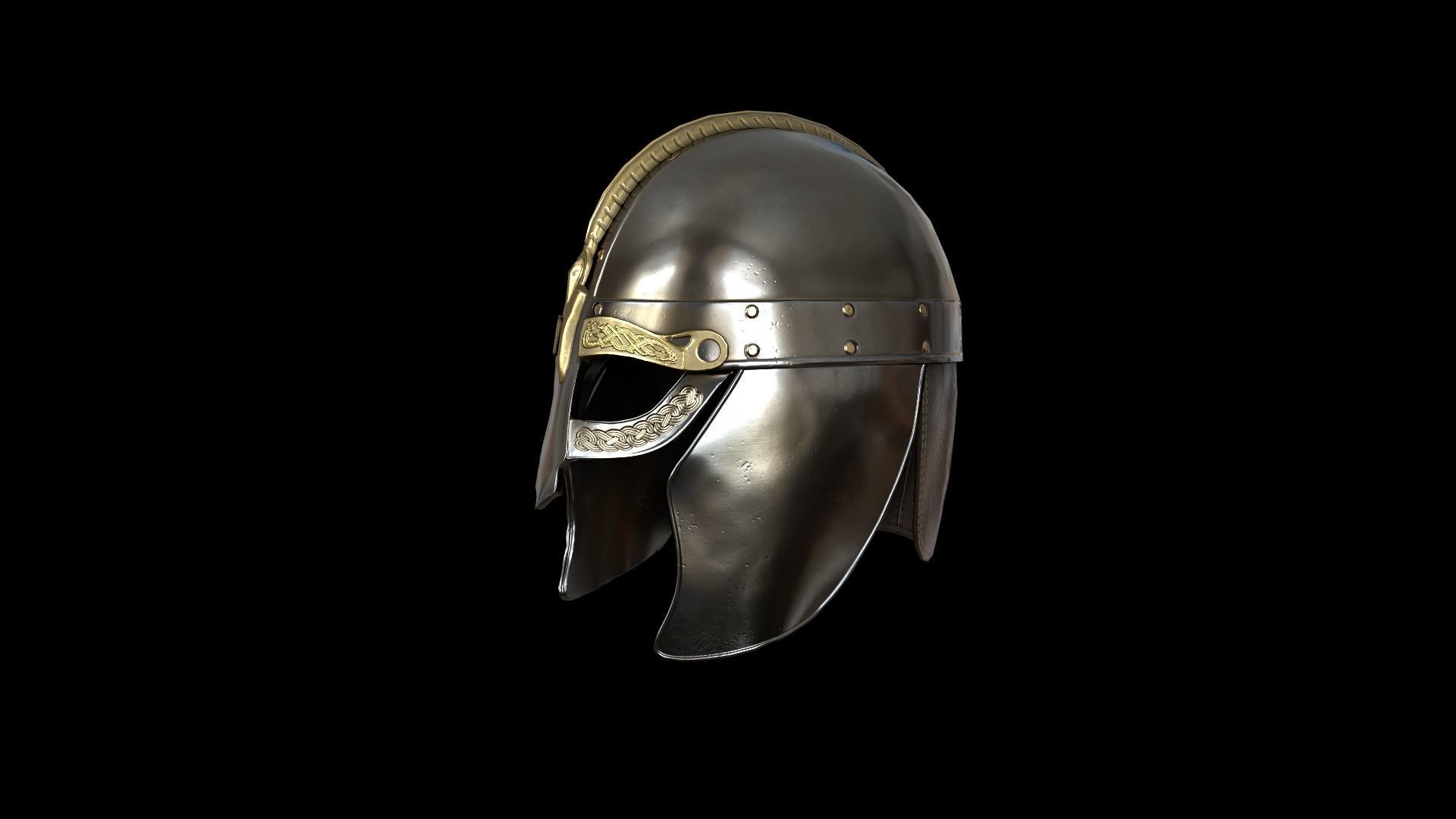 Viking helmet v3 Low-poly 3D model_3