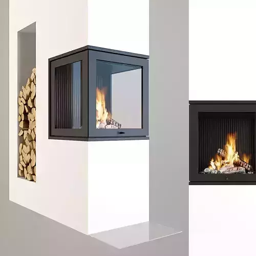 Fireplace wood burning with logs