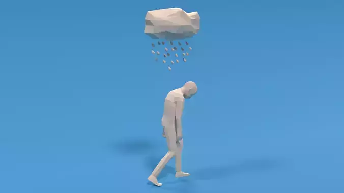 Low Poly Sad Kid Walking
