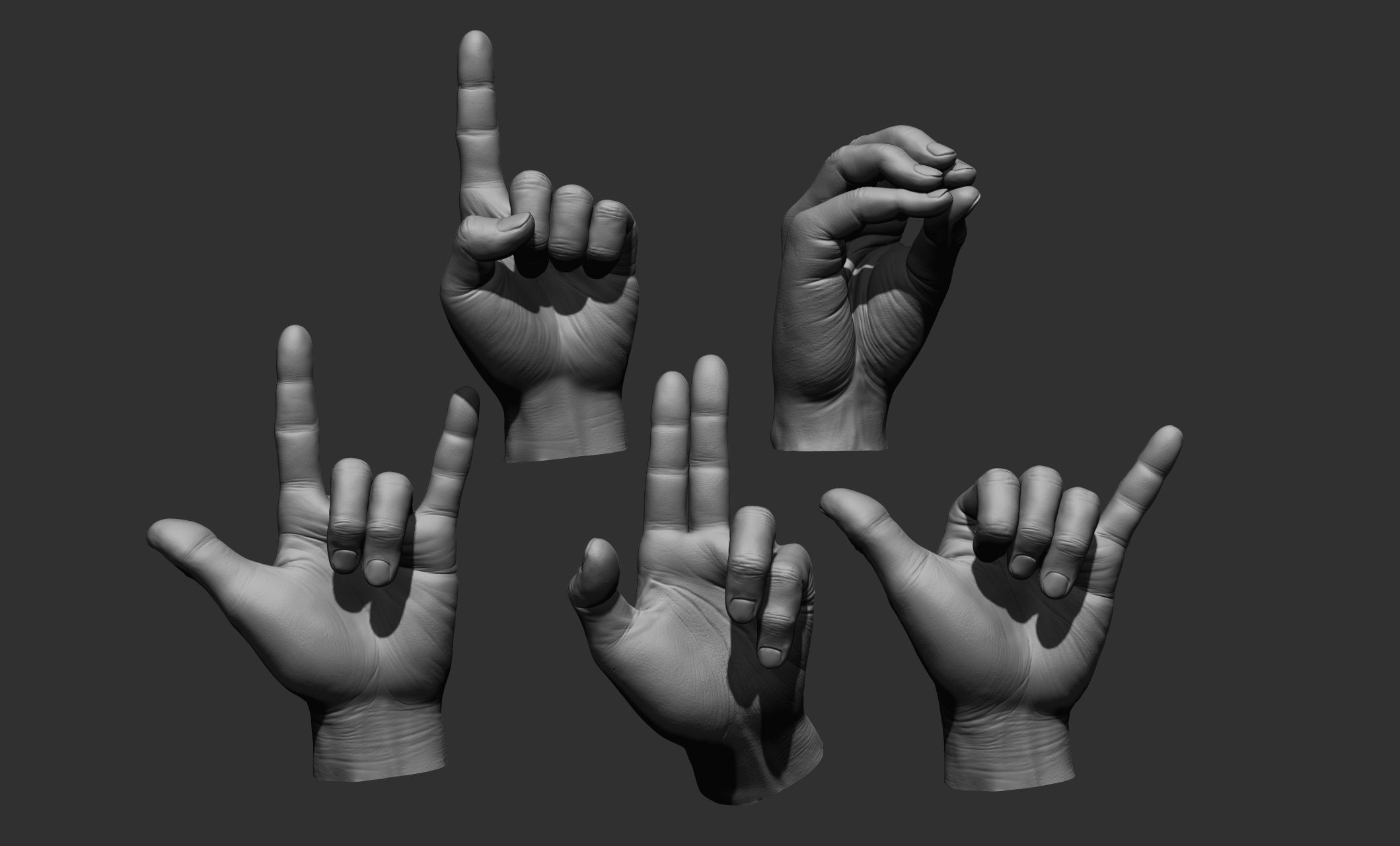 5 Male hands 3D model_1