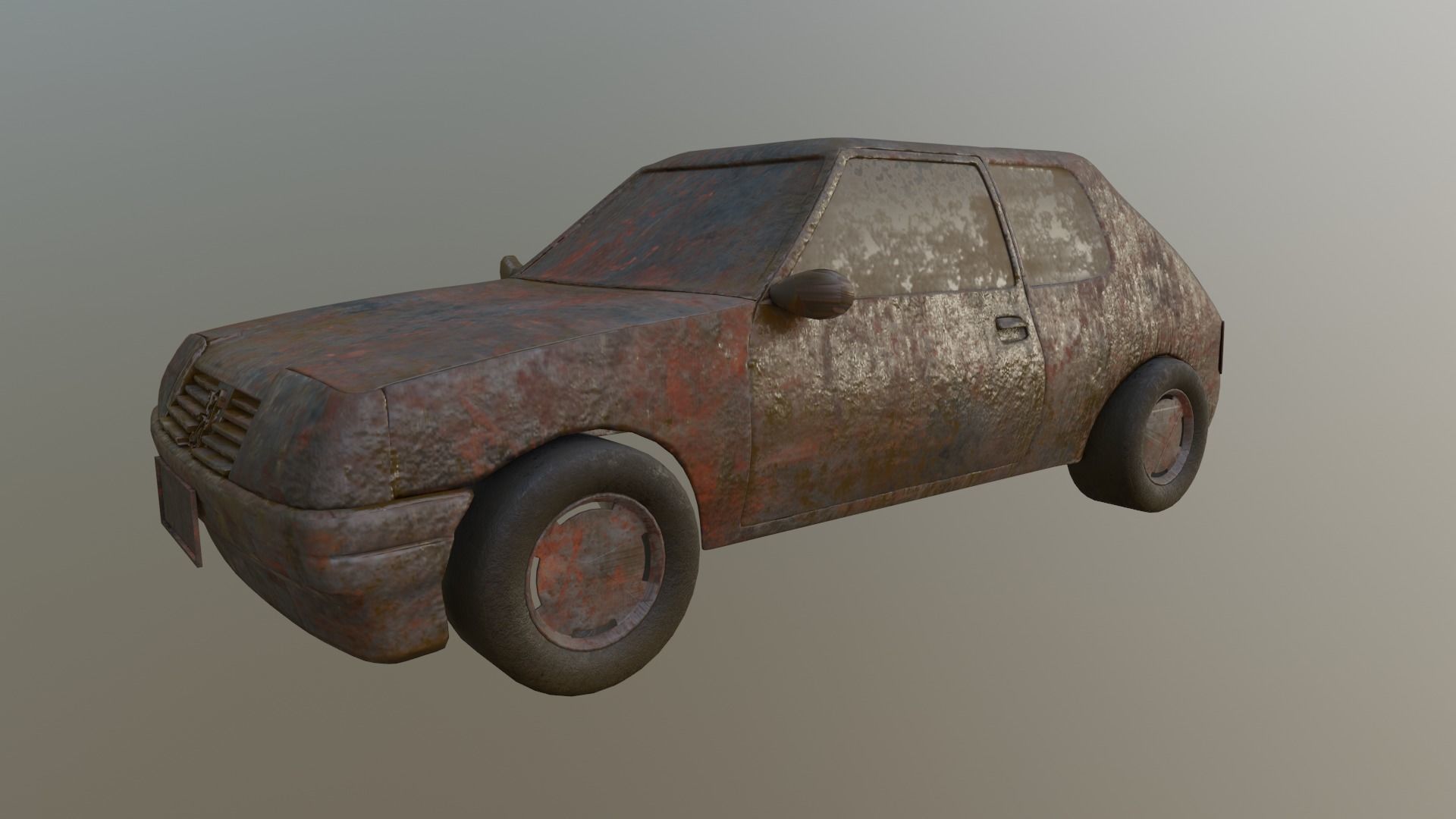 rusted peugot 205 3D model_1