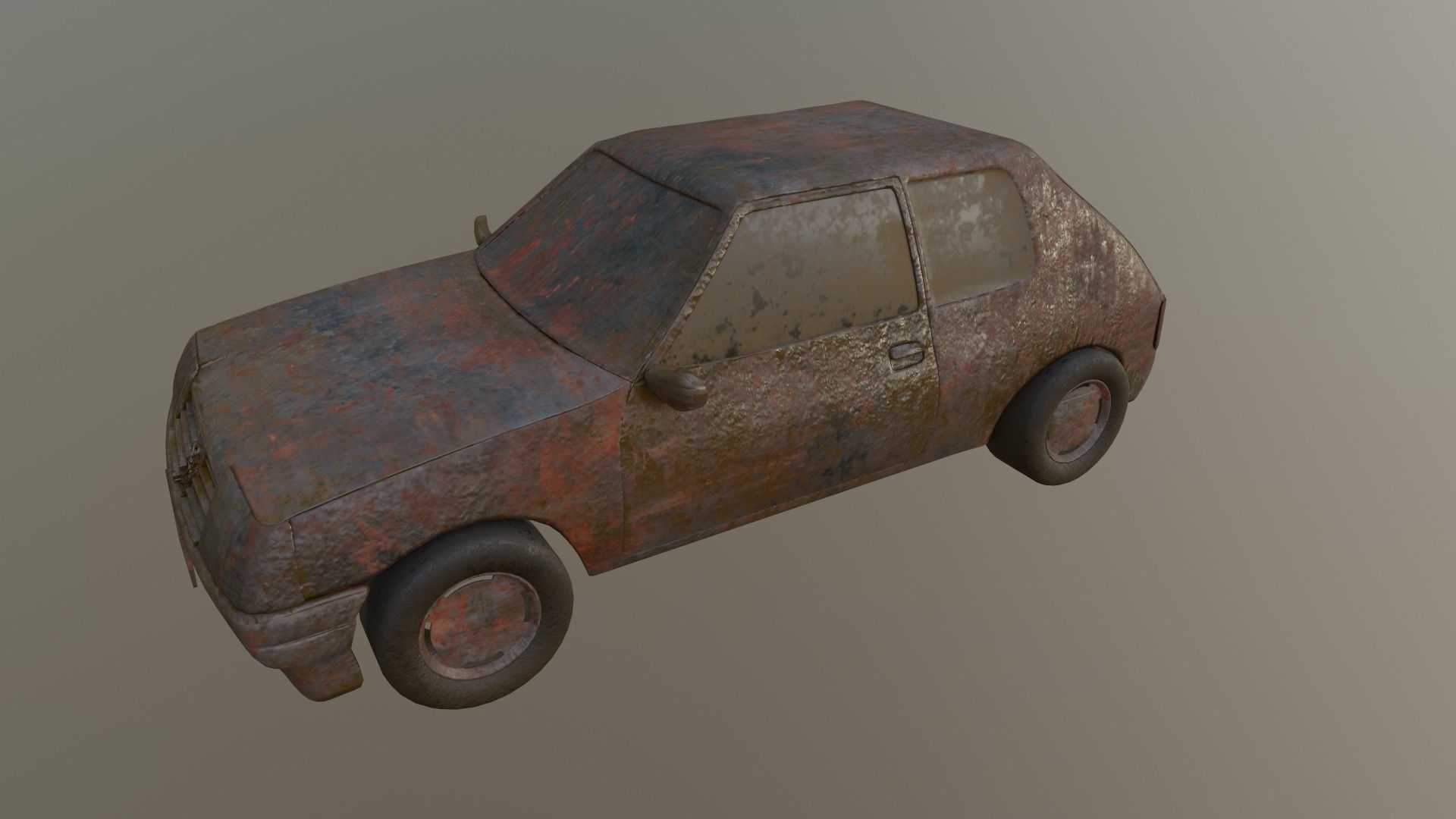 rusted peugot 205 3D model_2