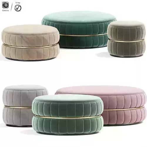 Tie Lilo Round fabric Pouf Ottoman
