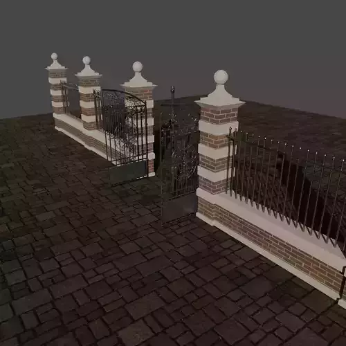 Fence Low poly Game-ready 3d model - Modular