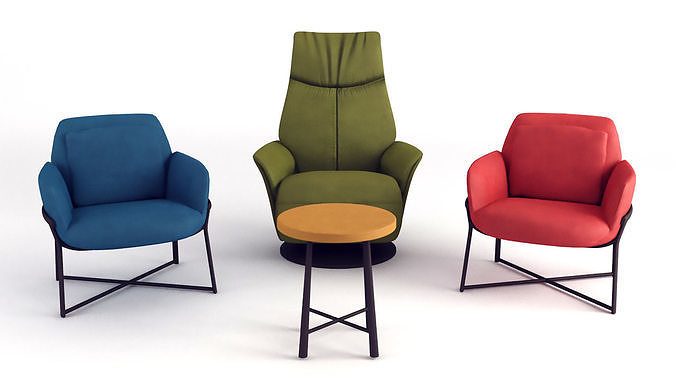 Lazy Boy Chair Low-poly 3D model 7