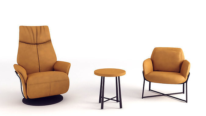Lazy Boy Chair Low-poly 3D model 6